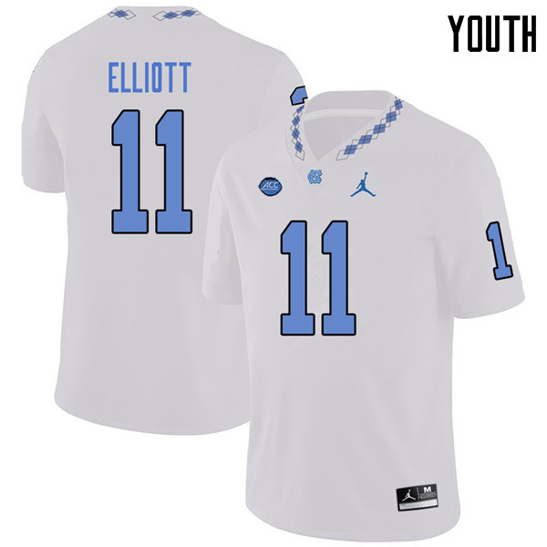Jordan Brand Youth #11 Nathan Elliott North Carolina Tar Heels College Football Jerseys Sale-White